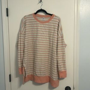 Peach and white striped tunic.   Size Xl